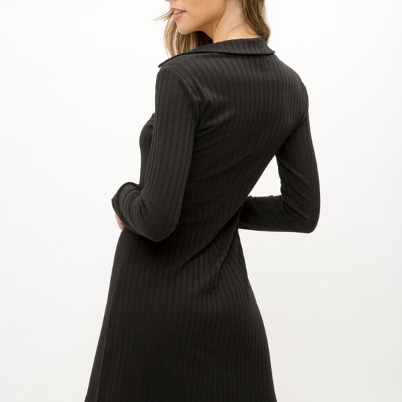 MYSTREE U NECK FIT & FLARE DRESS WITH COLLAR - Picture 4 of 7